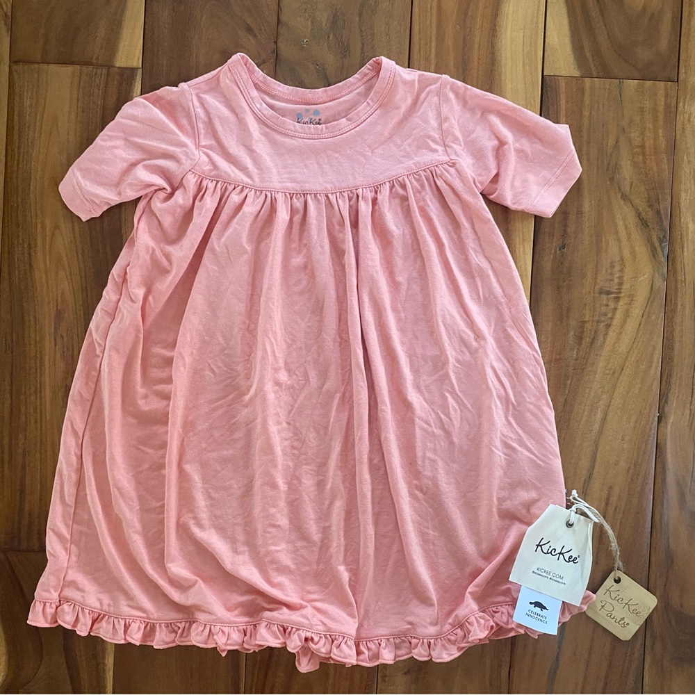 Kickee Pants Girl's Short Sleeve Peach Bamboo Dress Size 4t- NEW